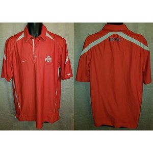 Ohio State Buckeyes Scarlet Nike Polyester Coach's Golf Polo Shirt - Mens Medium